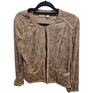 CHICO'S Brown Faux Suede Unlined Jacket - Size 1‎